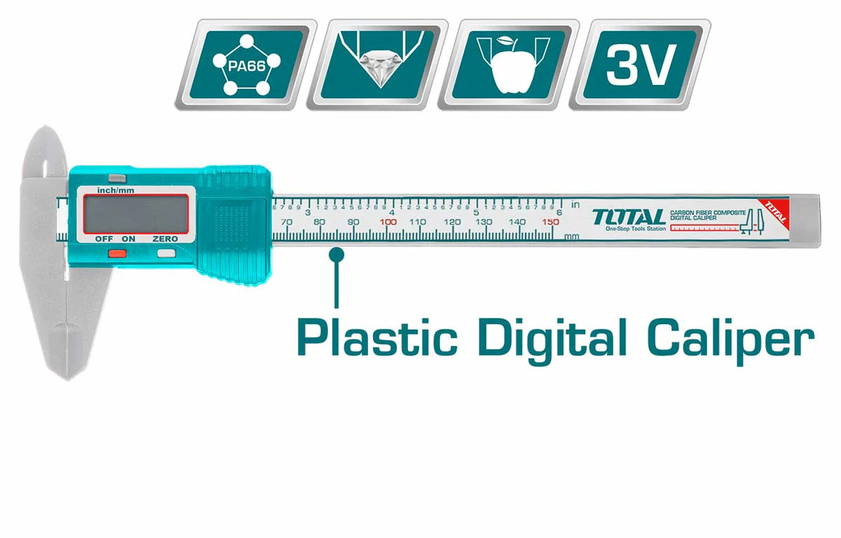 Total TMT331501 Digital Caliper 150mm - Plastic, Inch/Metric Total